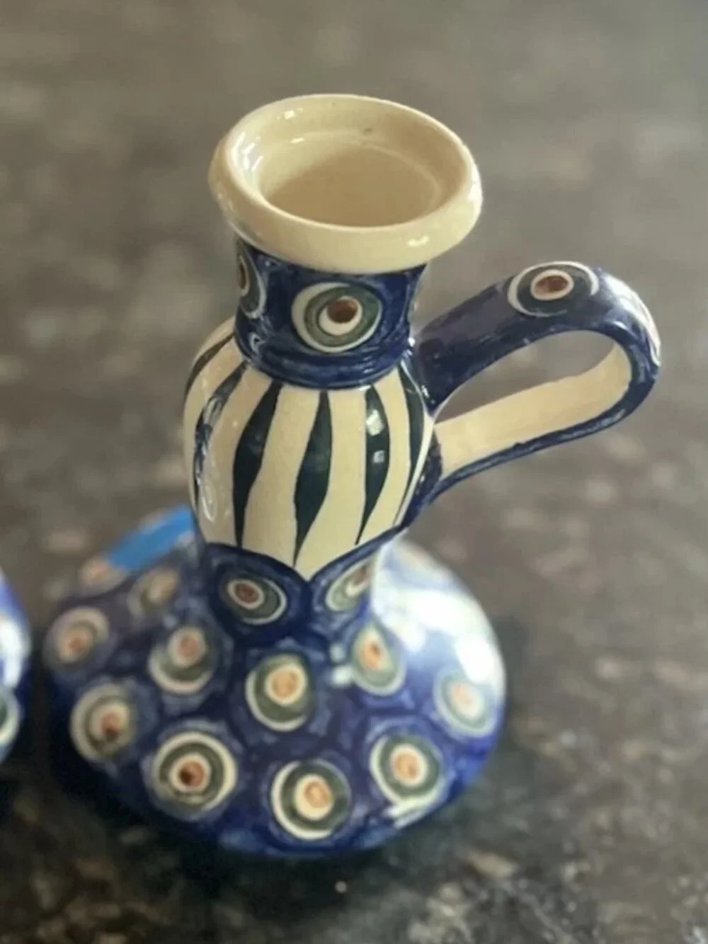 2x Polish Pottery Candlestick Holder Ceramika Artystyczna Boleslawiec